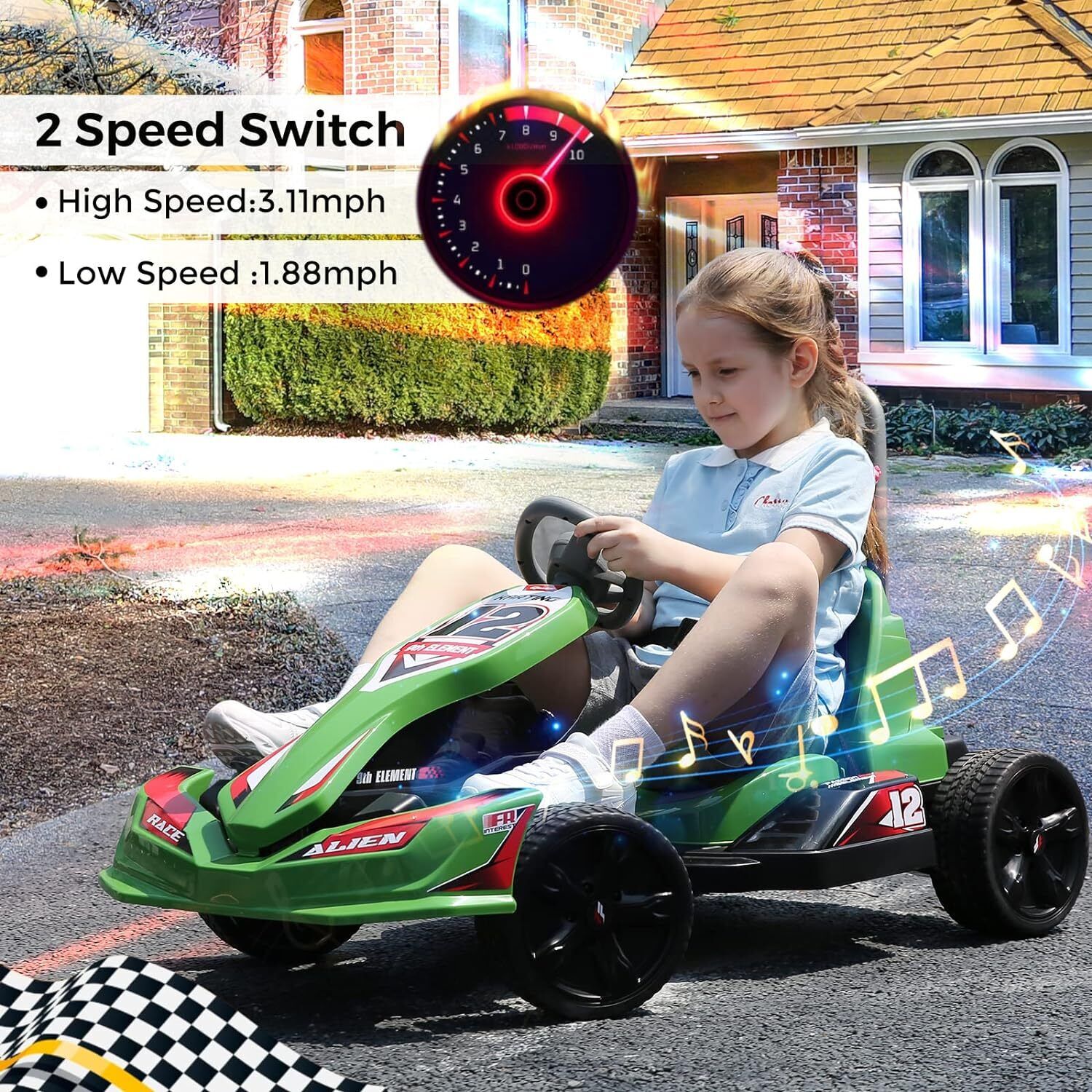 12V 2WD Electric Go Kart for Kids with Remote Control and Safety Belt - Image 44
