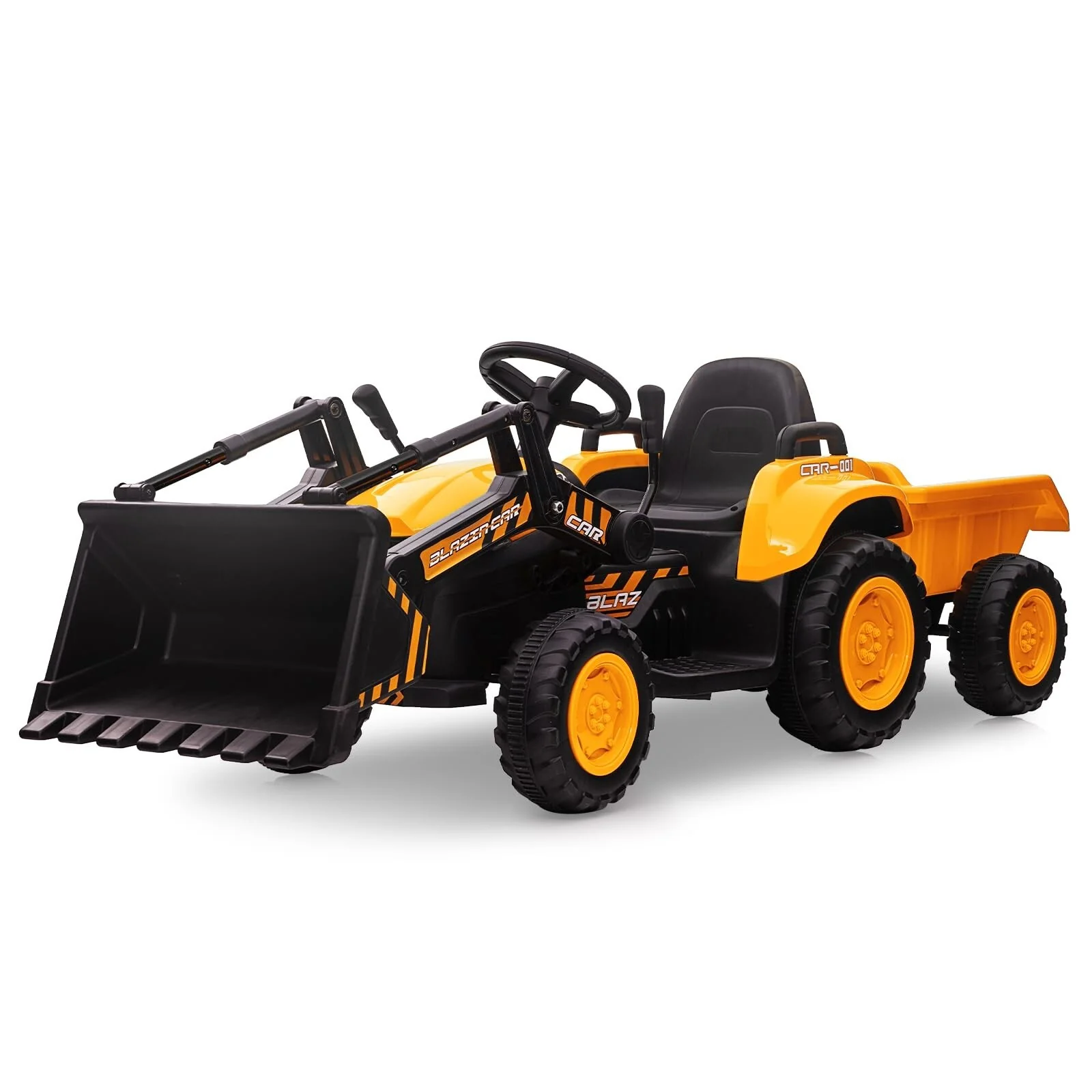 12V 3-in-1 Kids Electric Ride-On Excavator Bulldozer Tractor with Remote and Trailer - Image 10