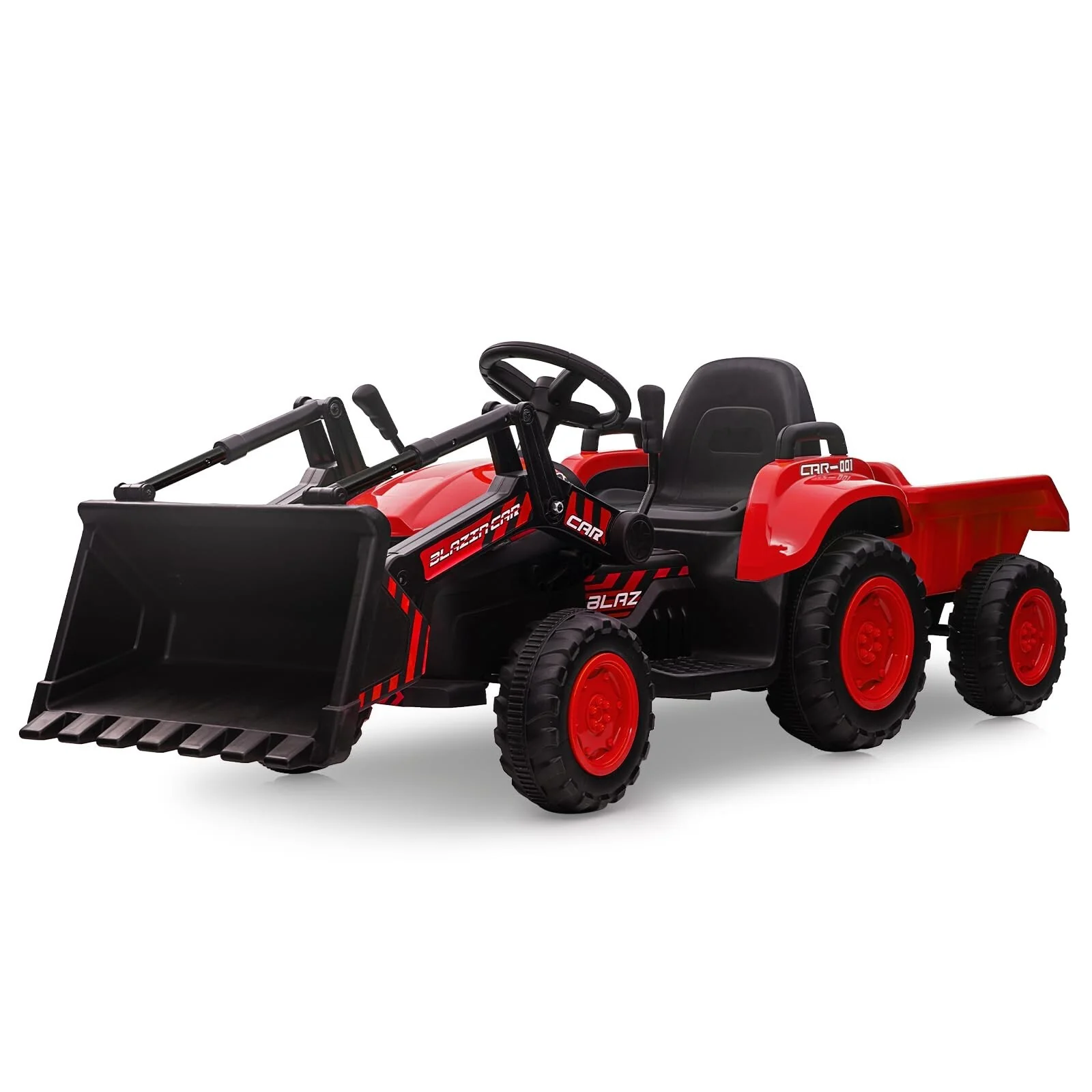12V 3-in-1 Kids Electric Ride-On Excavator Bulldozer Tractor with Remote and Trailer - Image 23