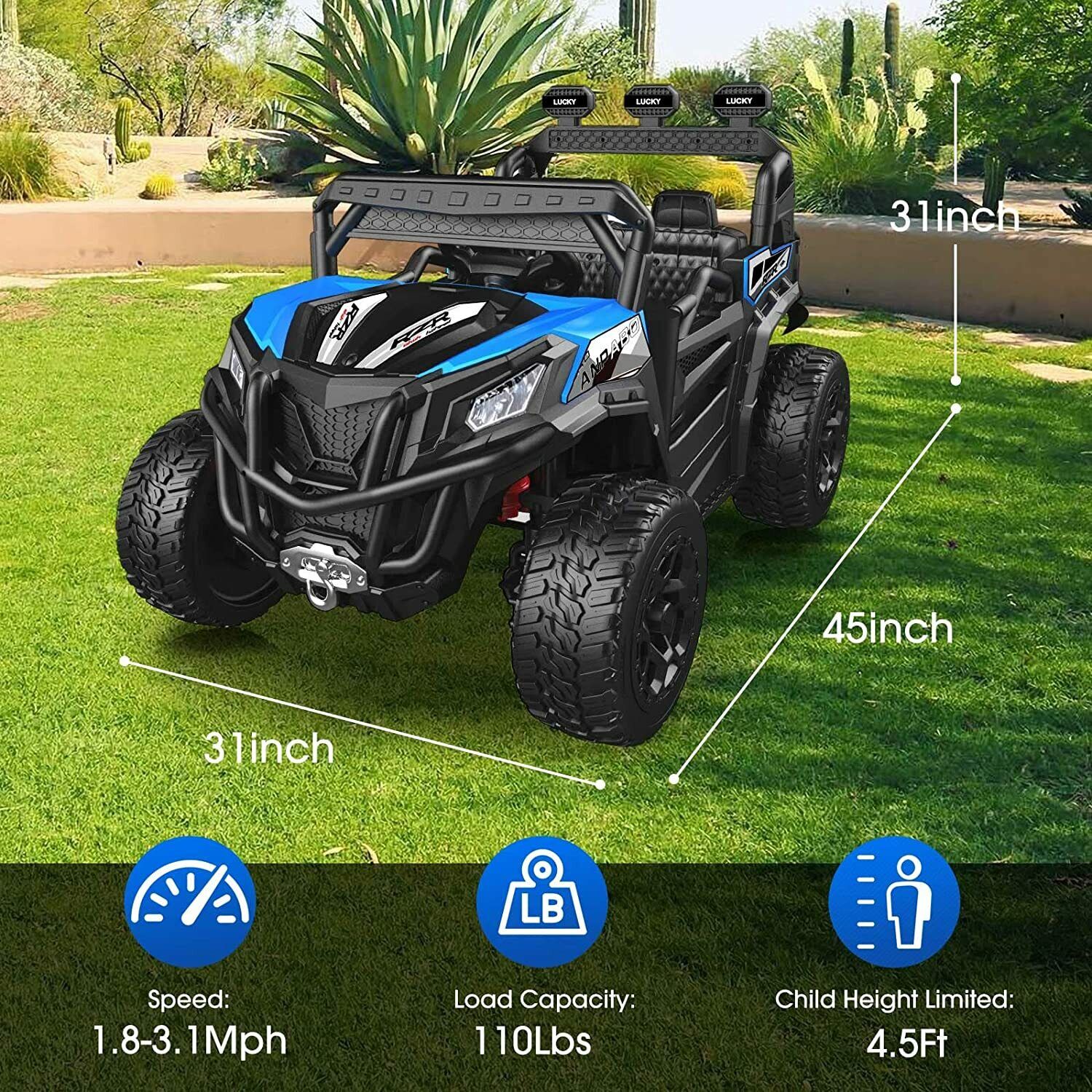 12V 35W Engine Children Boys Ride On UTV Vehicle, Wireless Control, Spring Suspension - Image 4