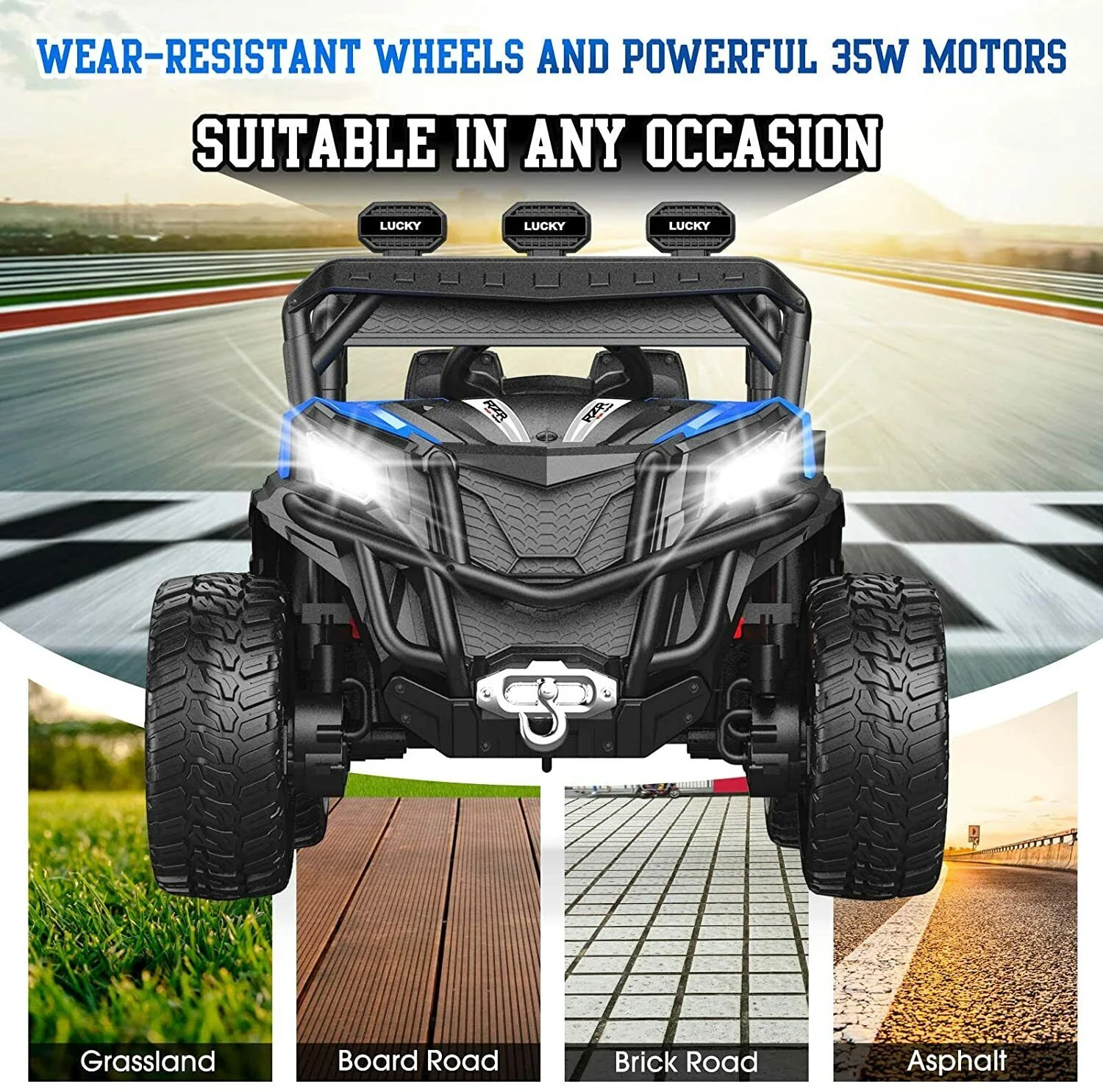 12V 35W Engine Children Boys Ride On UTV Vehicle, Wireless Control, Spring Suspension - Image 6