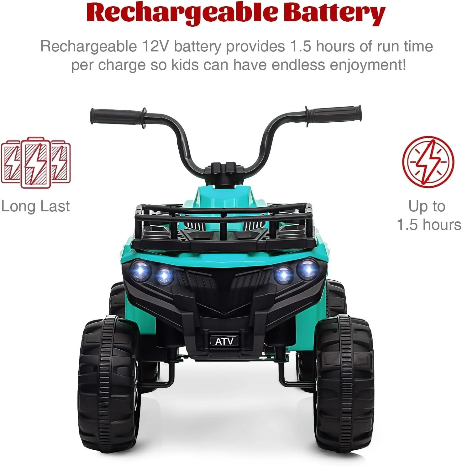 12V 4.5AH Rechargeable Battery-Powered Kids ATV 4 Wheeler Ride-On Car for Ages 3+ ASTM CPSIA Certified - Image 6