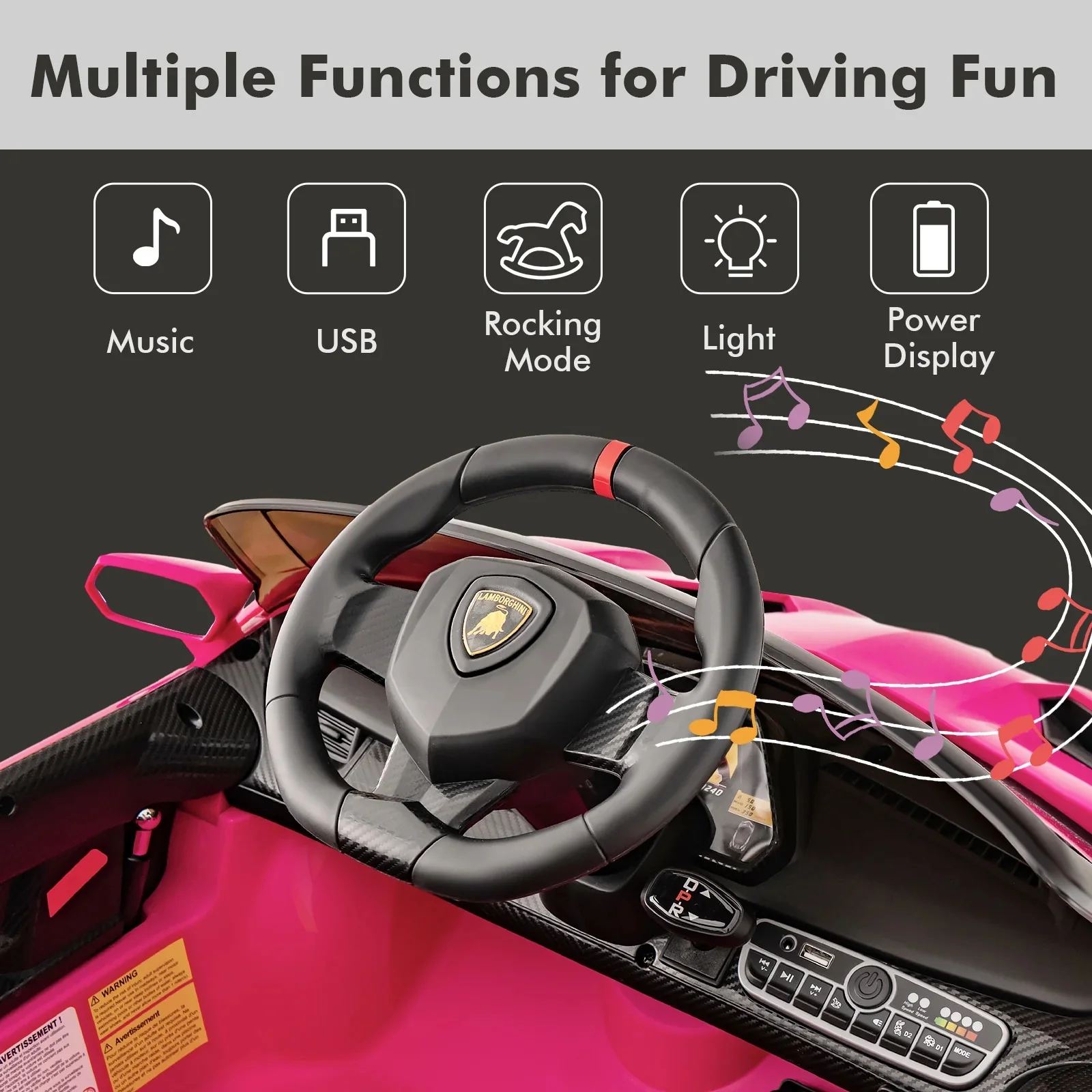 12V 4WD Kids Ride-On Car Licensed Lamborghini Veneno with Hydraulic Doors and Remote Control - Image 2