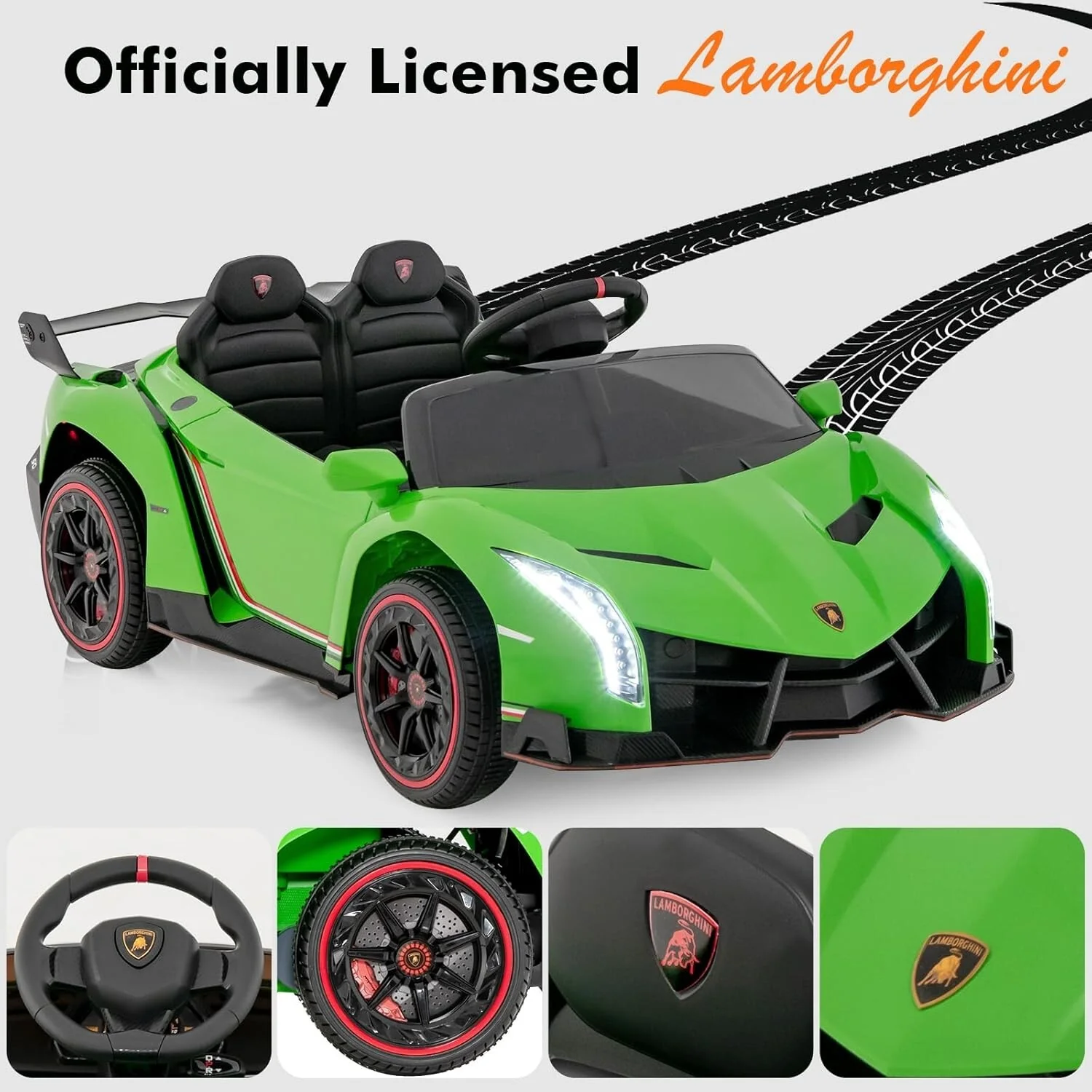 12V 4WD Kids Ride-On Car with Safety Features and Built-In Music Lamborghini Style - Image 5