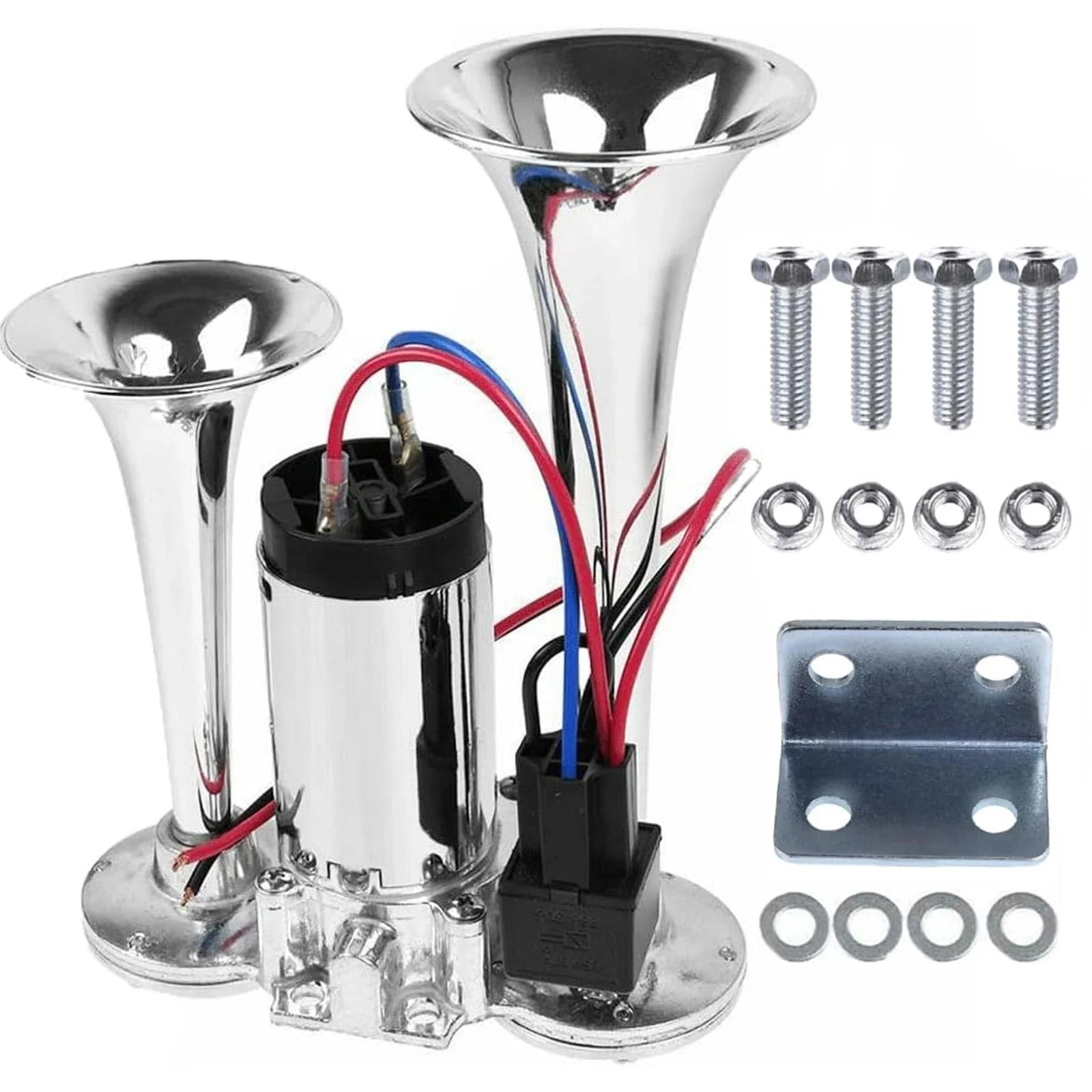 12V 600DB Super Loud Dual Trumpet Electric Air Horn Kit for Trucks