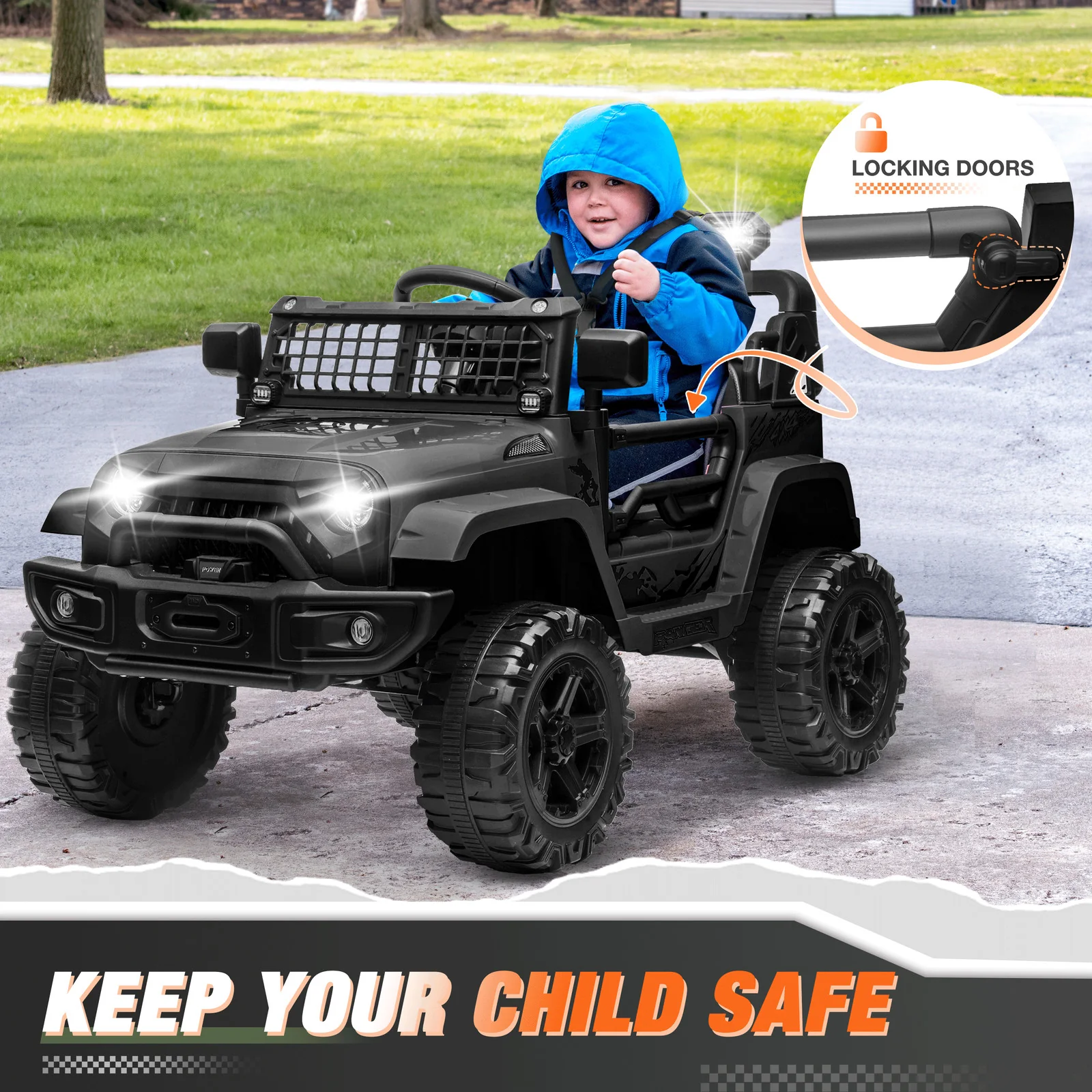 12V Kids Ride-On Truck Car with Parent Remote Control and 7-Hour Battery Life, Blue - Image 2