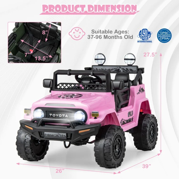 12V 7Ah Battery Licensed Toyota FJ Cruiser Electric Kids Remote Control Car Toy - Image 6
