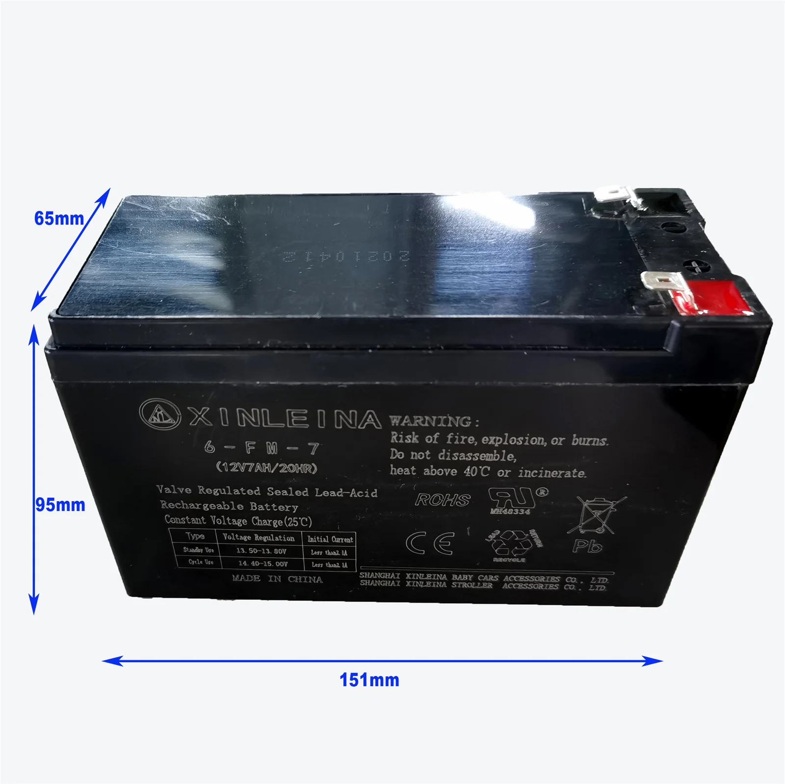 12V 7Ah Valve Regulated Lead Acid Rechargeable Battery for Kids Ride-On Car - Image 2