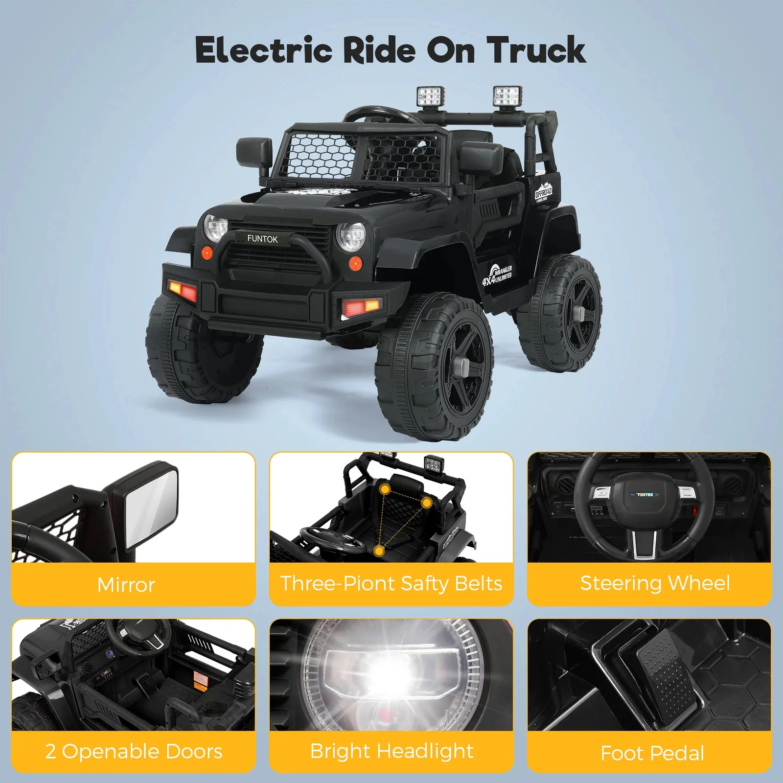 12V 7AH Battery-Powered Electric Ride-On Truck for Kids with 3 Speeds and Parental Control - Image 5