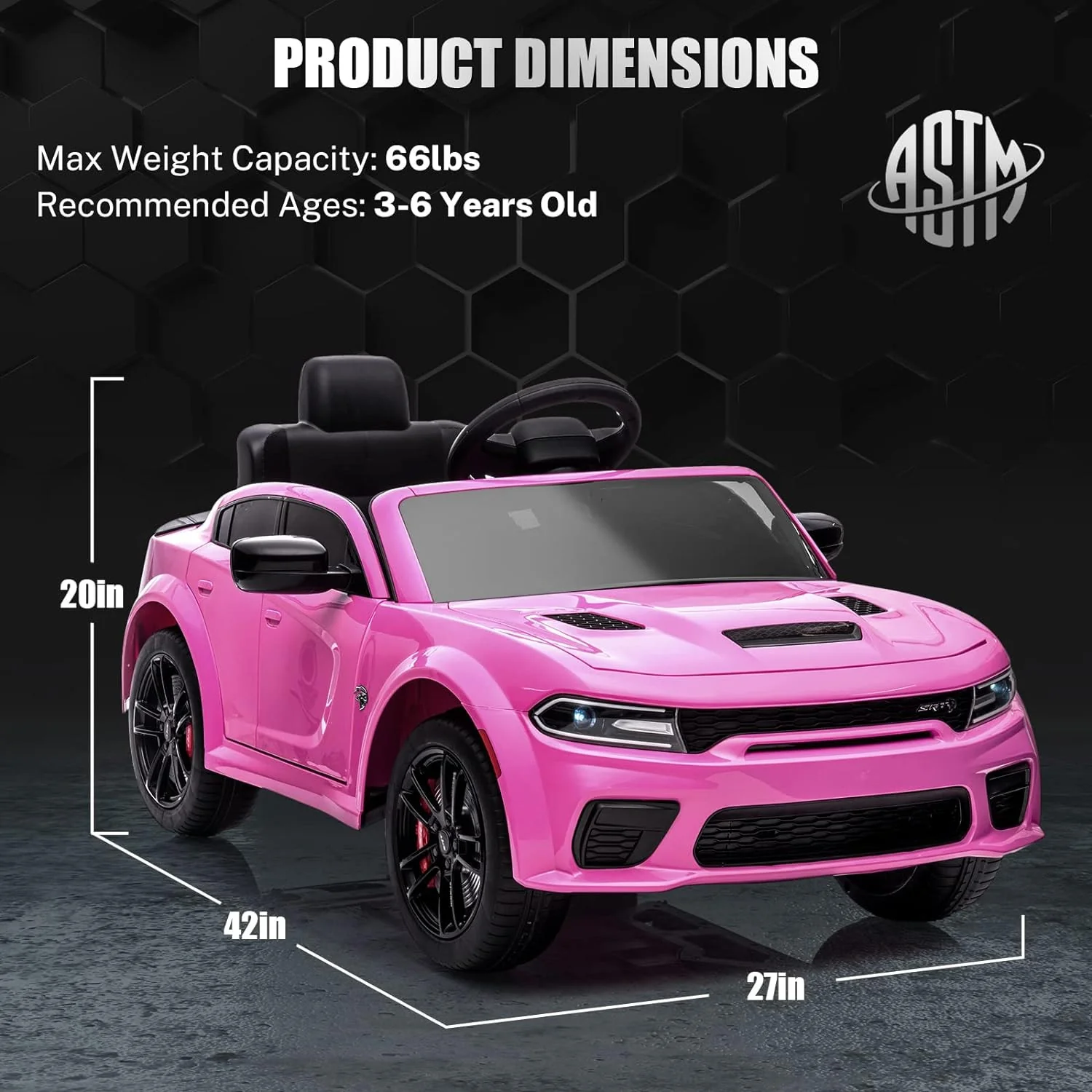 12V 7Ah Kids Electric Ride-On Car Licensed Dodge Charger SRT Hellcat with Battery - Image 8