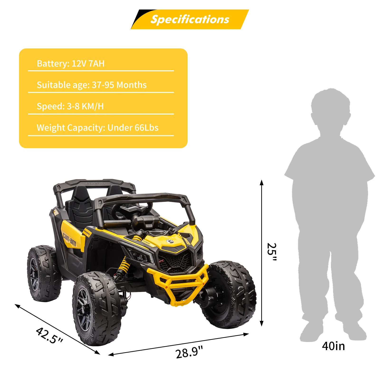 12V 7AH Electric Kids 4WD Off-Road Ride-On UTV Car with Remote Control for Boys and Girls - Image 3