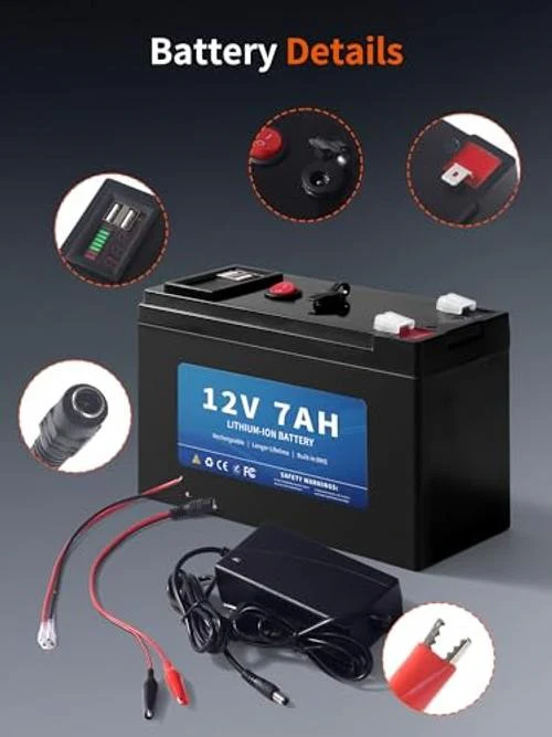 12V 7Ah Lithium Power Wheels Battery with Dual USB Ports - Image 3