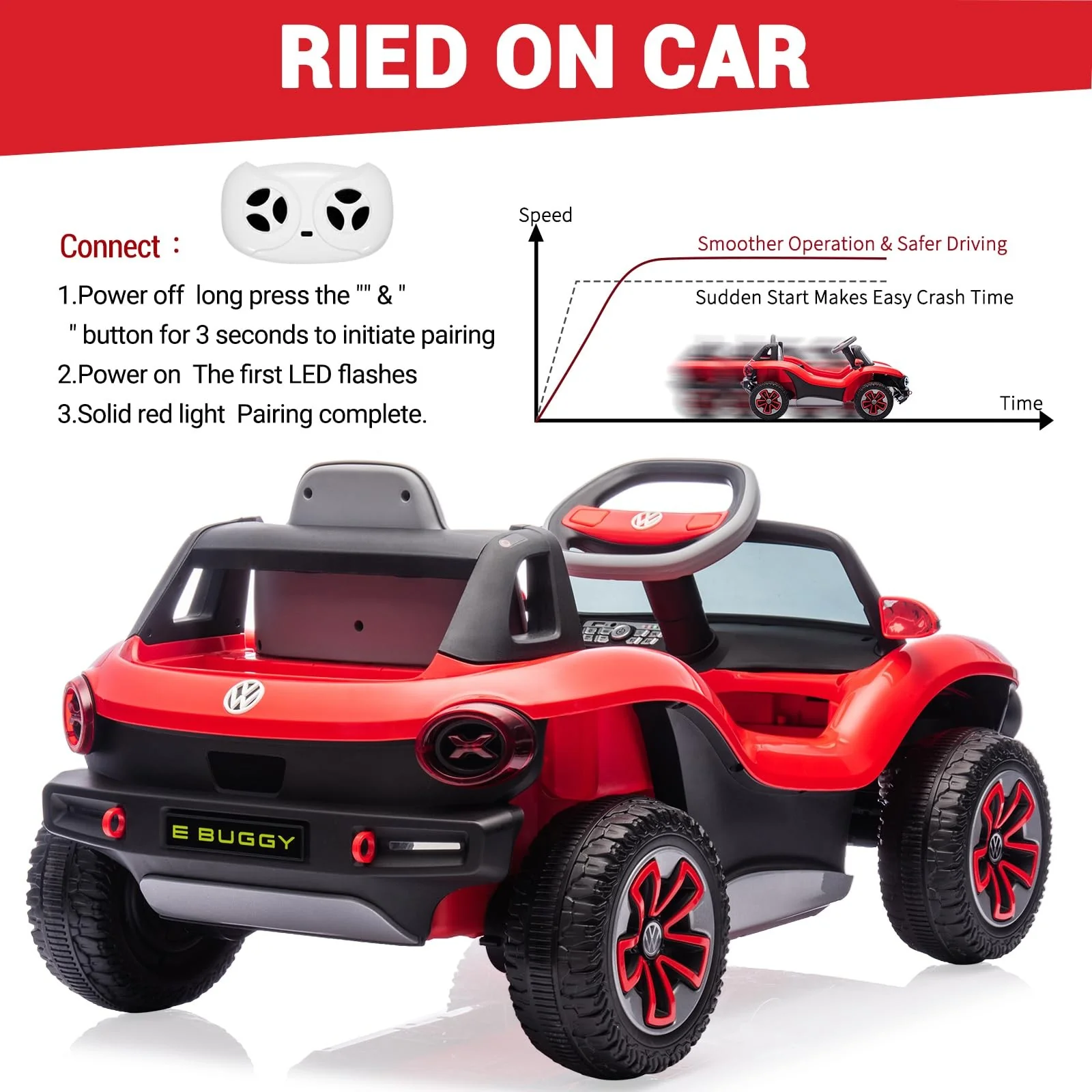 12V 7AH Toddler Electric Ride-On Car with Remote Control, Lights, USB, Horn, and Music - Image 11