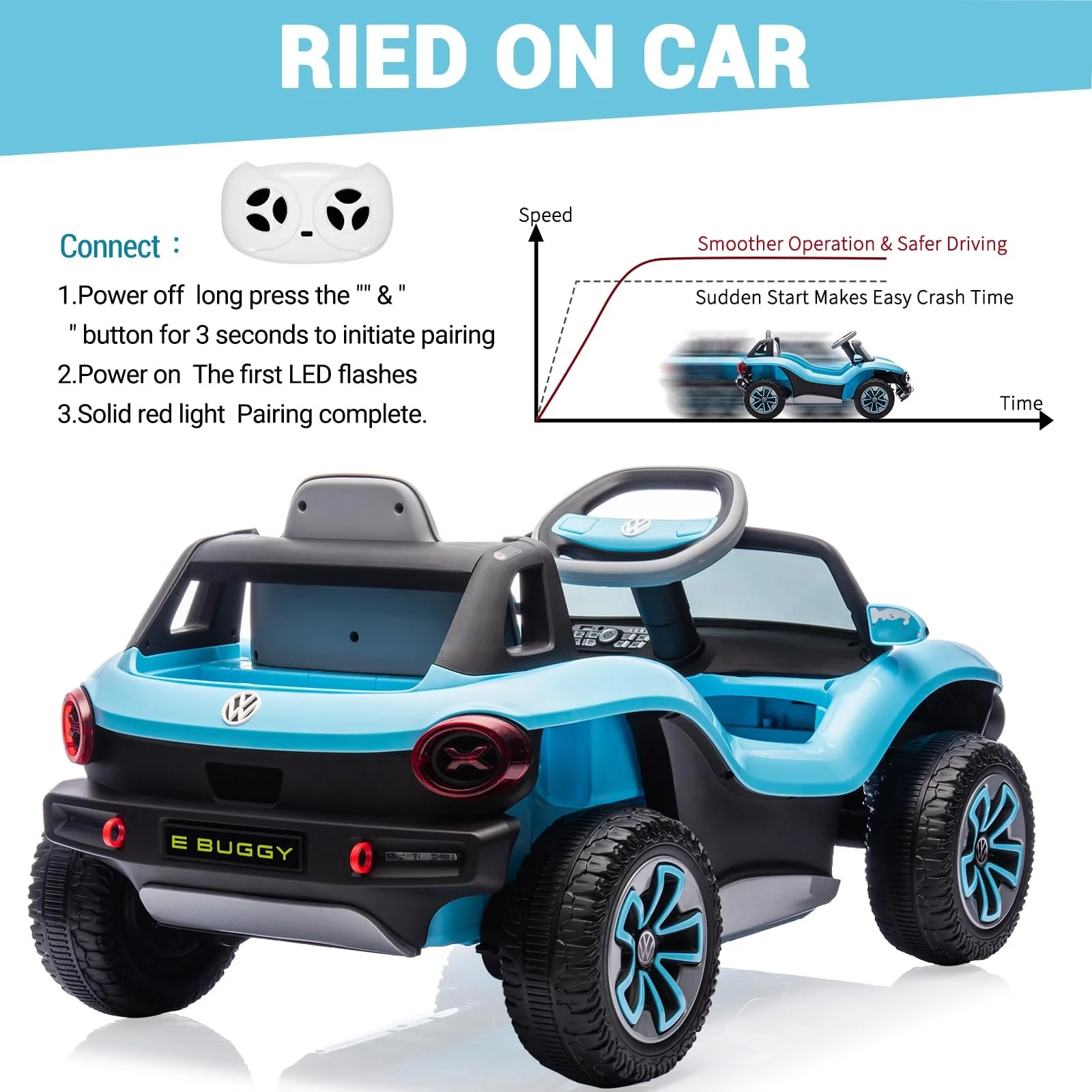 12V 7AH Toddler Electric Ride-On Car with Remote Control, Lights, USB, Horn, and Music - Image 17