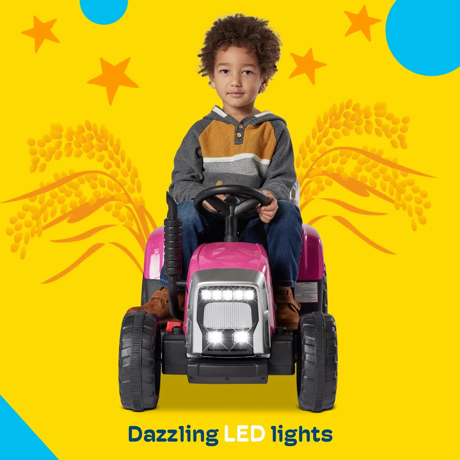 12V Battery-Powered Electric Tractor with 7AH Battery, Treaded Tires and Trailer for Toddlers - Image 3