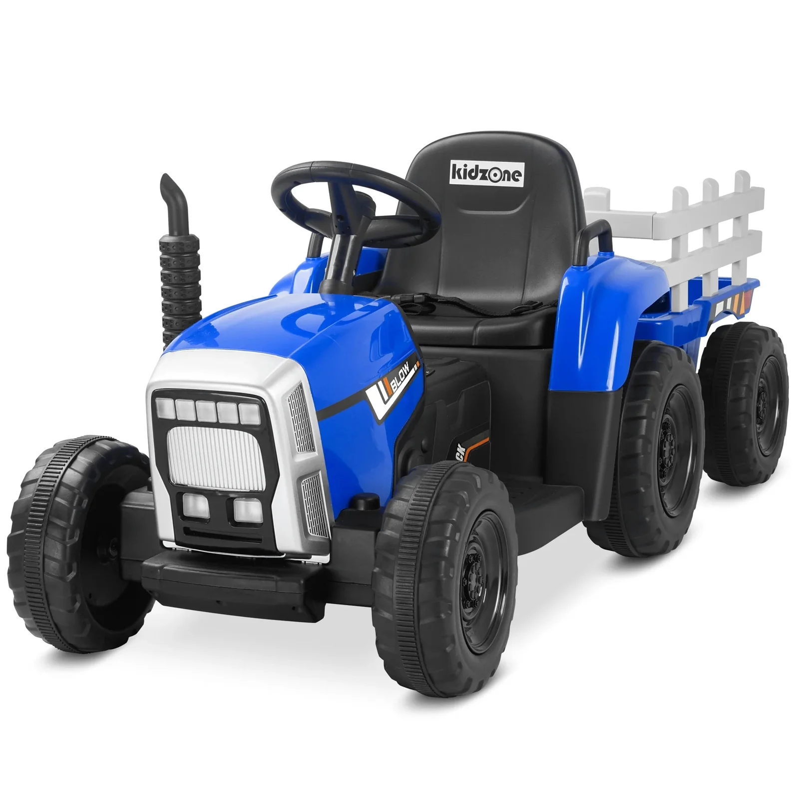 12V Battery-Powered Electric Tractor with 7AH Battery, Treaded Tires and Trailer for Toddlers - Image 9