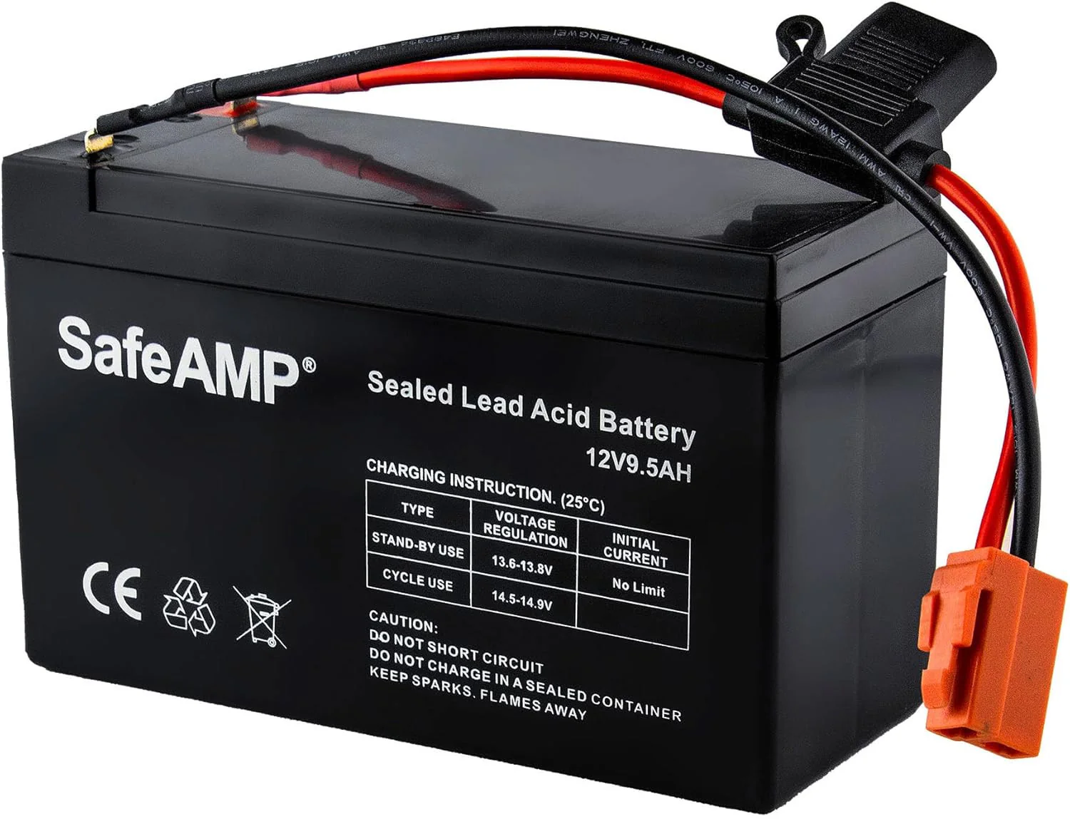 12V 9.5AH Battery Compatible with Ride-On Toys Featuring RED 2-PIN Connector