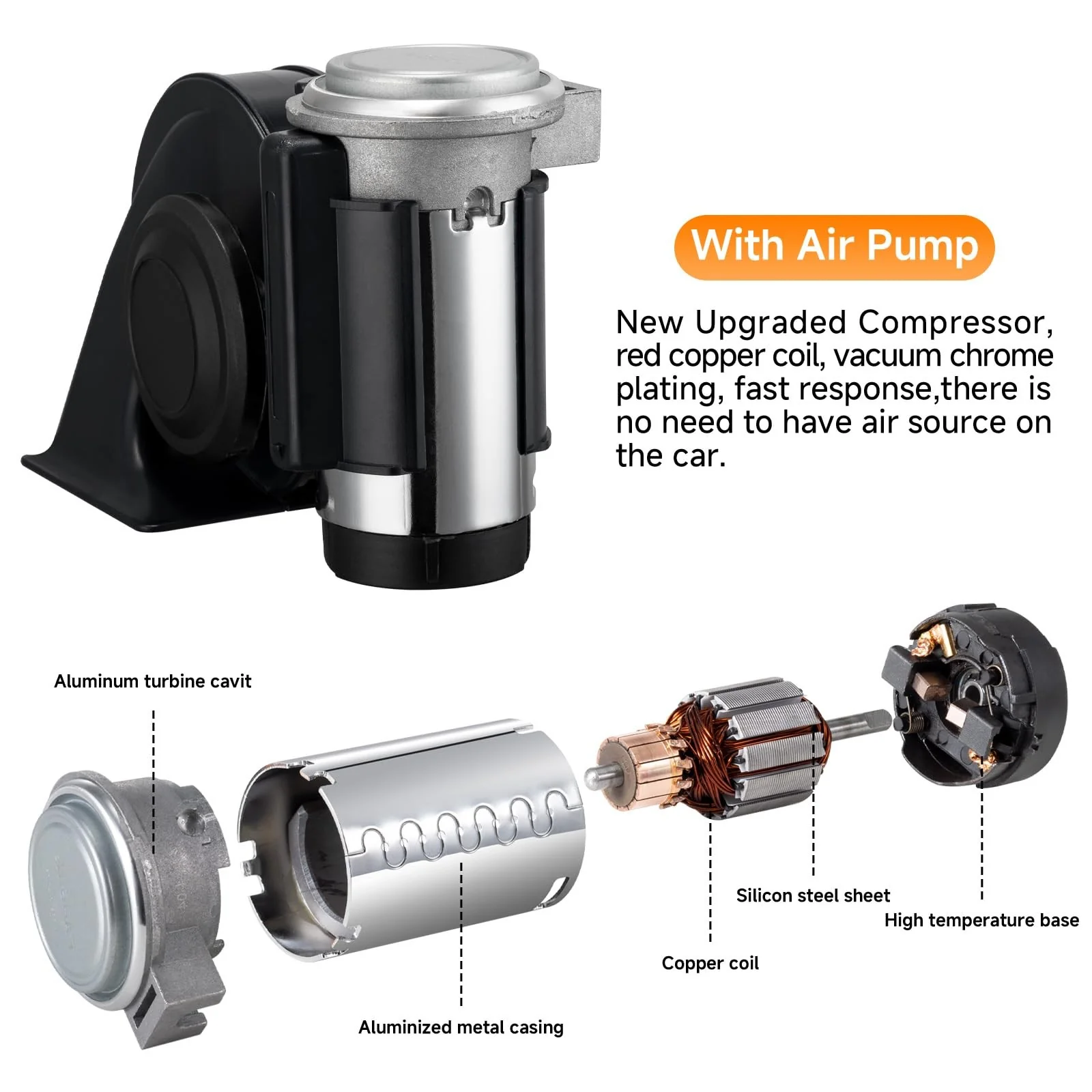 12V High-Pitched Air Horn with Wired Button for Trucks and Cars - Image 4