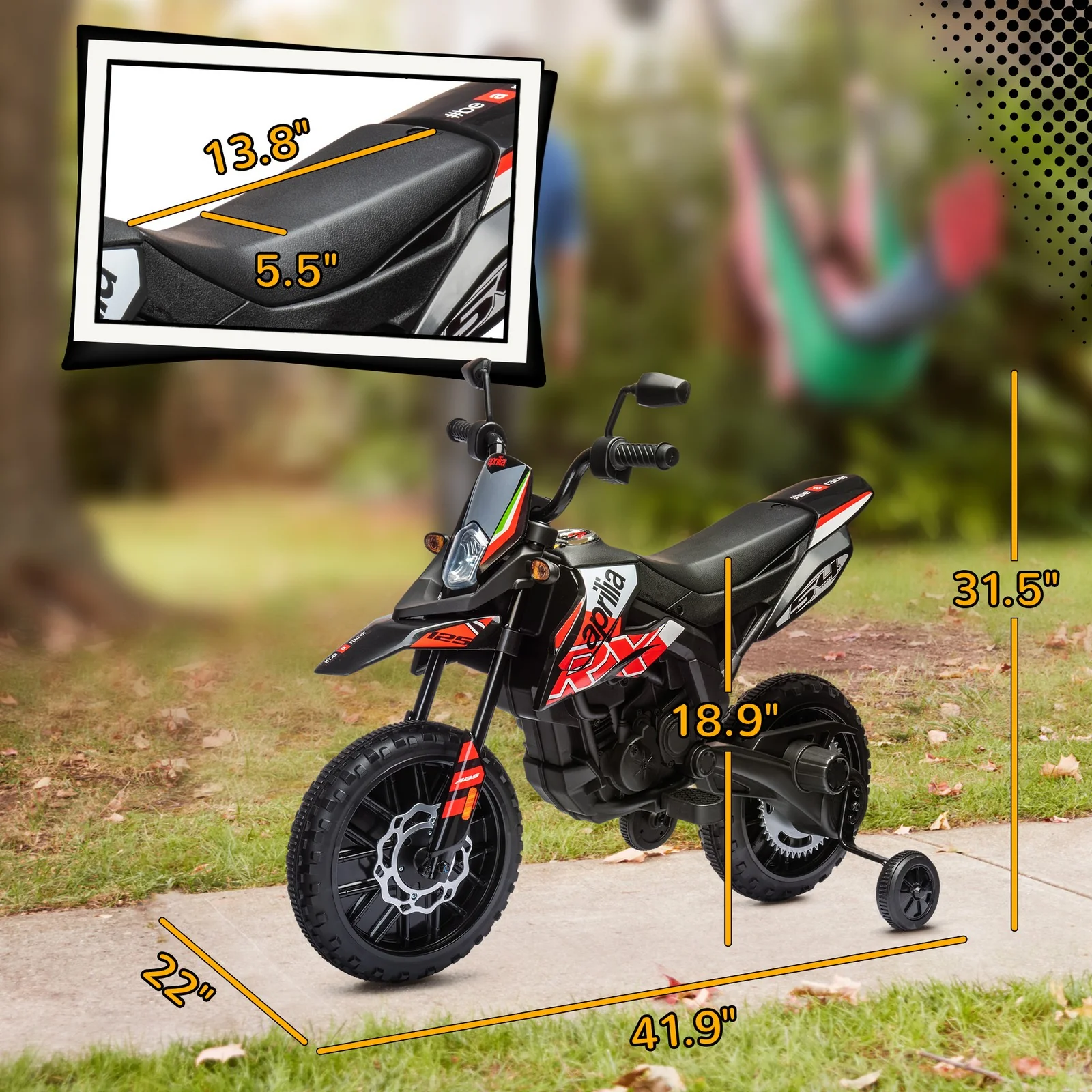 12V Licensed Kids Motorcycle with Training Wheels Red - Image 2
