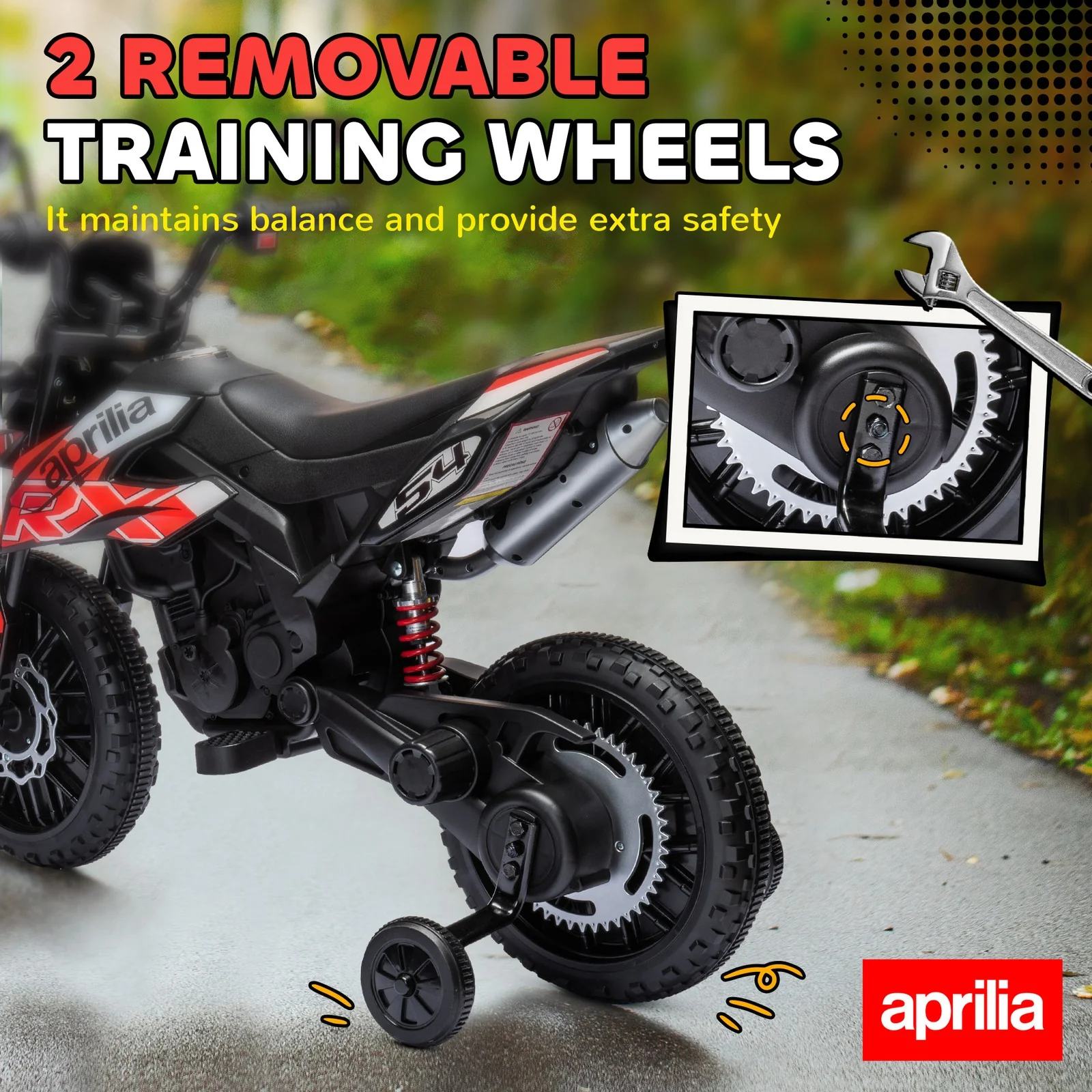 12V Licensed Kids Motorcycle with Training Wheels Red - Image 6
