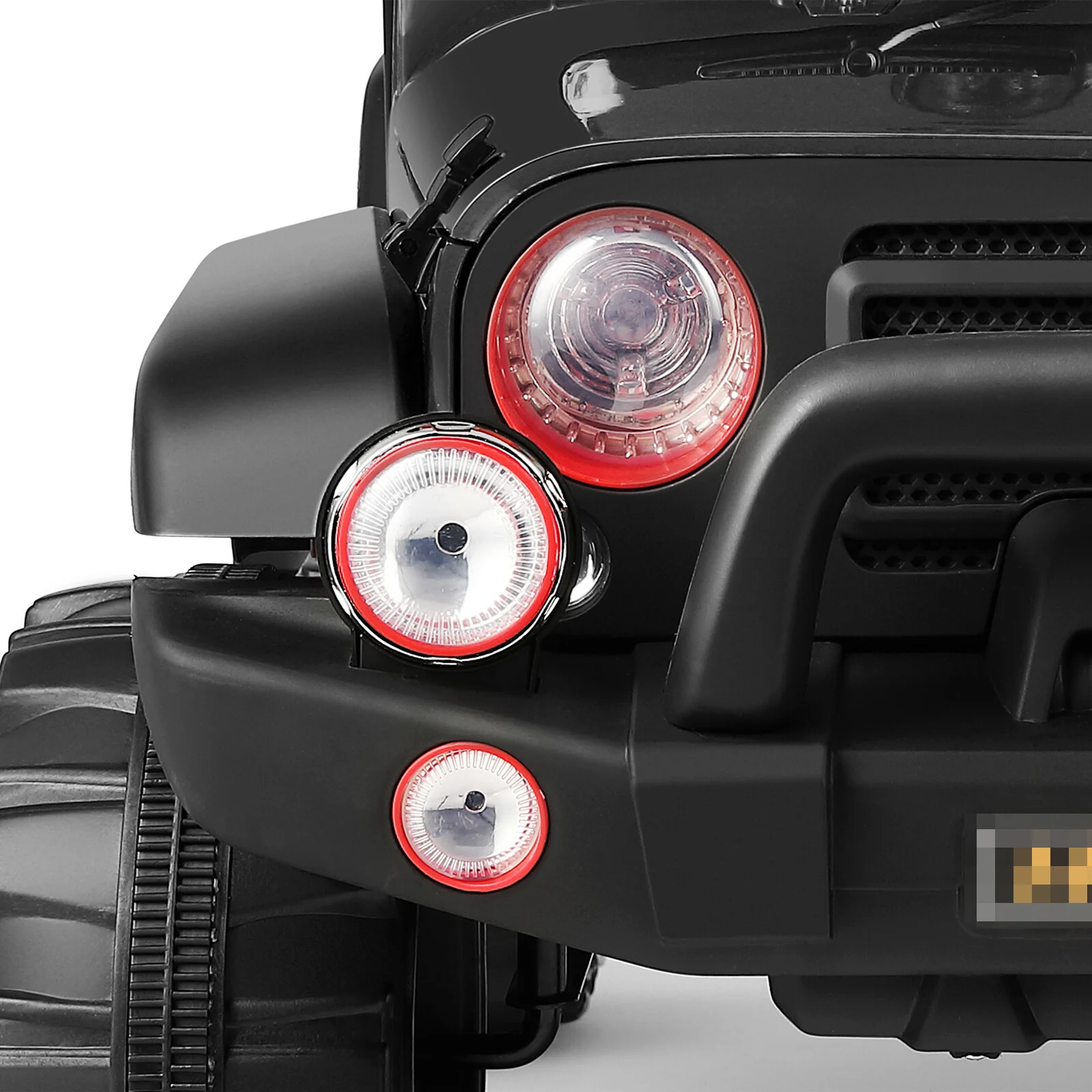 12V Black Kids Ride-On Truck Car Toy with MP3, LED Lights, RC Controller, and Battery Cover - Image 18