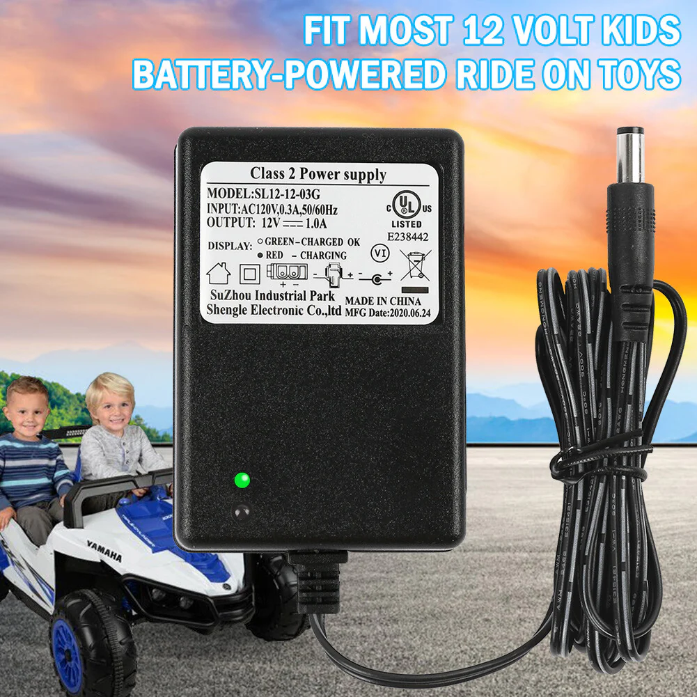 12V 1A Battery Charger and Power Supply for Kids Ride-On Jeep Wrangler SUV Toy Car - Image 3