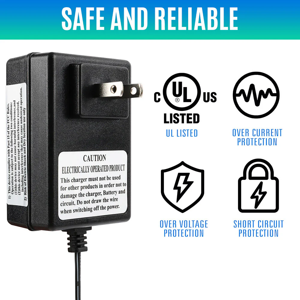 12V 1A Battery Charger and Power Supply for Kids Ride-On Jeep Wrangler SUV Toy Car - Image 4
