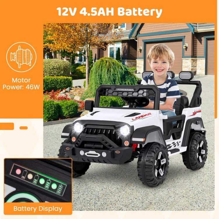 12V Electric Kids Ride-On Truck Car with Remote Control, Battery Display, and Music - Image 6