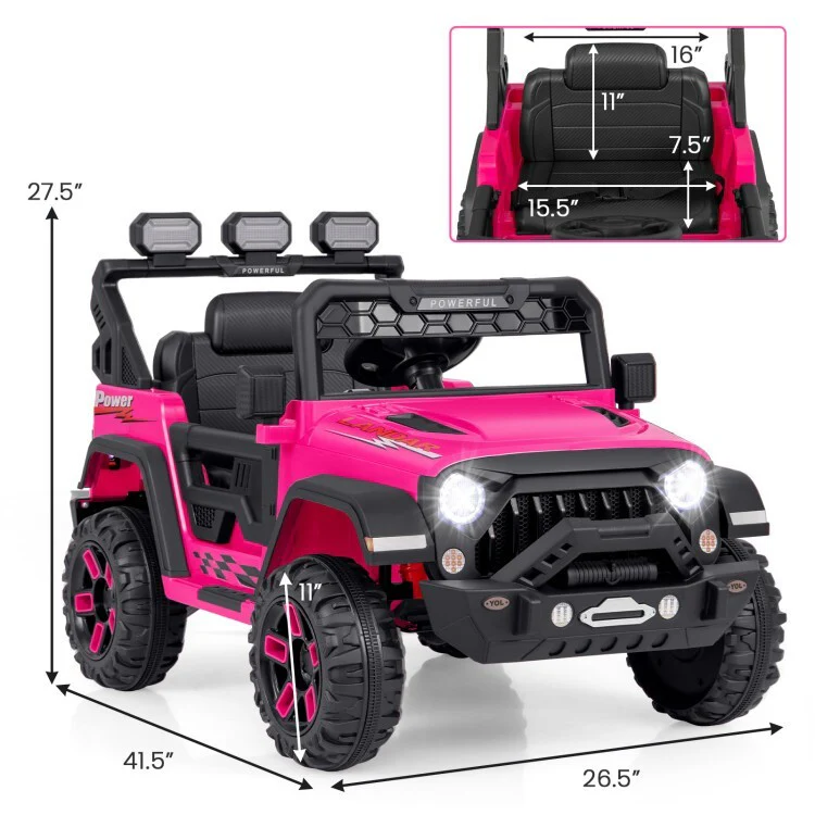 12V Battery-Powered Electric Kids Ride-On Truck Car with Remote Control and Music - Image 3
