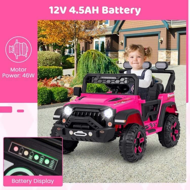 12V Battery-Powered Electric Kids Ride-On Truck Car with Remote Control and Music - Image 7