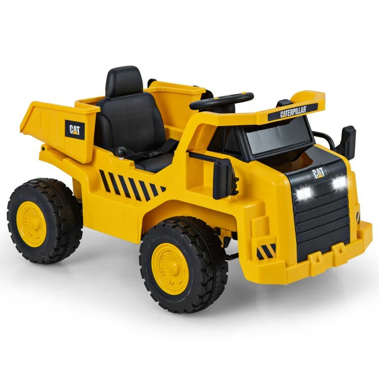 12V Battery Electric Ride-On Dump Truck for Kids with Tiltable Bump Bed