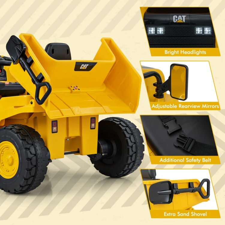 12V Battery Electric Ride-On Dump Truck for Kids with Tiltable Bump Bed - Image 11