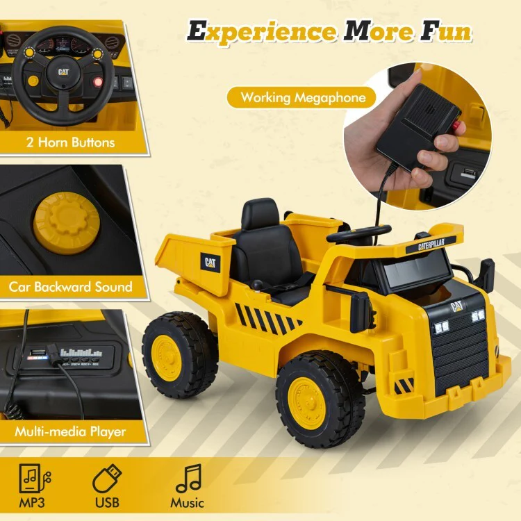 12V Battery Electric Ride-On Dump Truck for Kids with Tiltable Bump Bed - Image 8