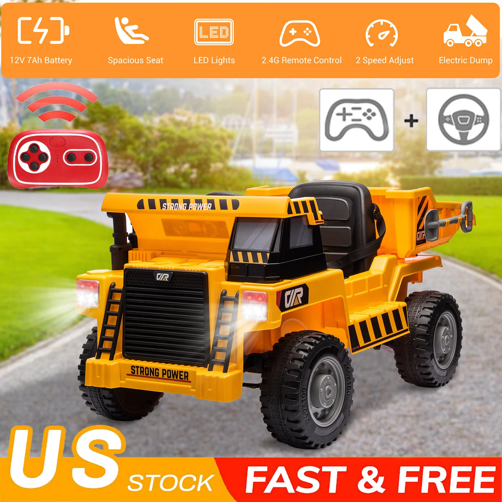 12V Electric Ride-On RC Dump Truck for Kids with Remote Control and Functional Dump Bucket - Image 11