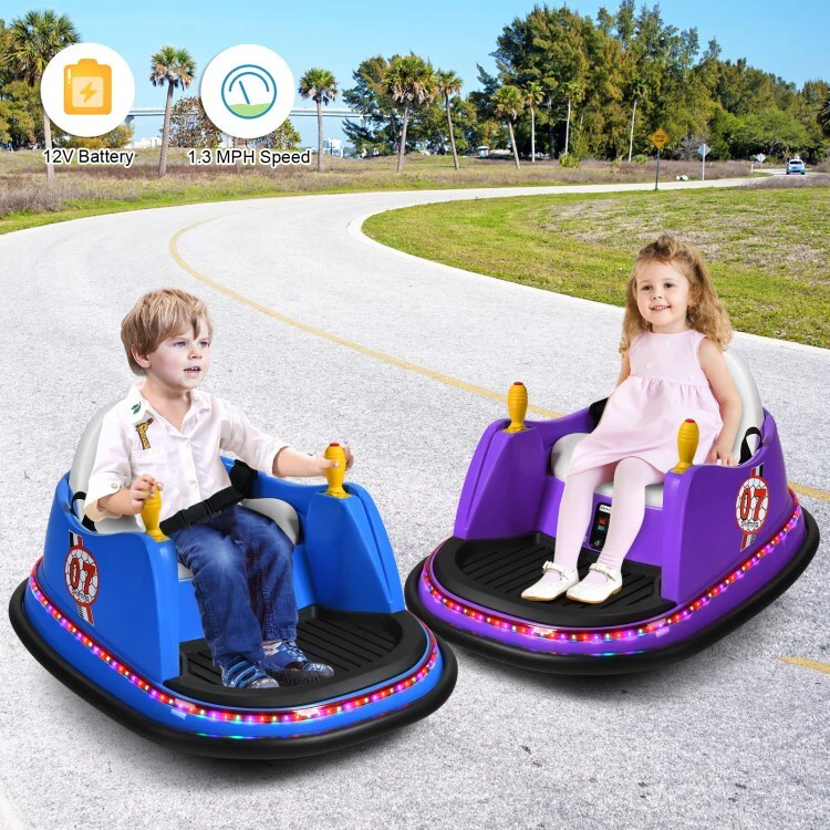 12V Battery-Powered Kids Electric Ride-On Bumper Car with Flashing Lights for Toddlers - Image 5