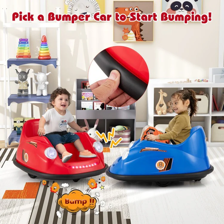 12V Battery-Powered Kids Electric Ride-On Bumper Car with Remote Control and Training Wheels - Image 4