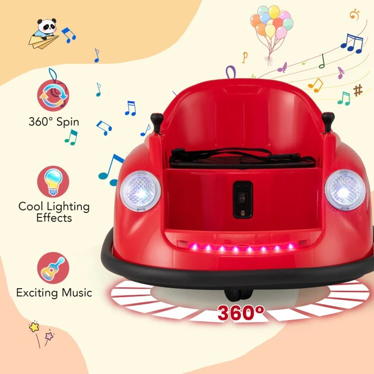 12V Battery-Powered Kids Electric Ride-On Bumper Car with Remote Control and Training Wheels - Image 8