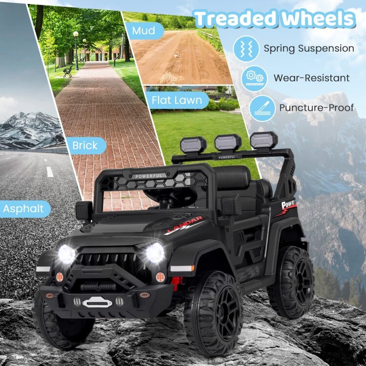 12V Battery Powered Kids Electric Ride-On Truck with Remote Control, Power Display, and 3-Speed Settings - Image 11