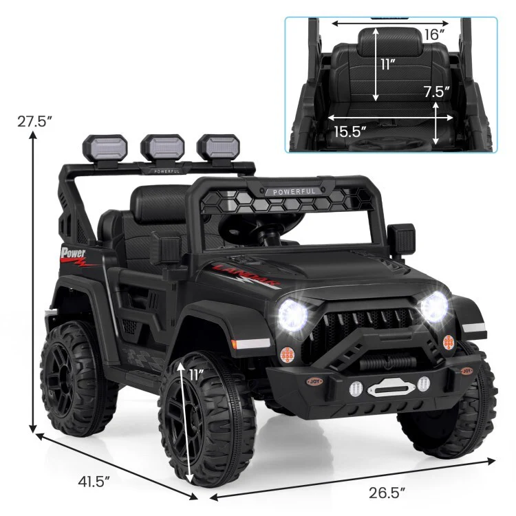 12V Battery Powered Kids Electric Ride-On Truck with Remote Control, Power Display, and 3-Speed Settings - Image 6
