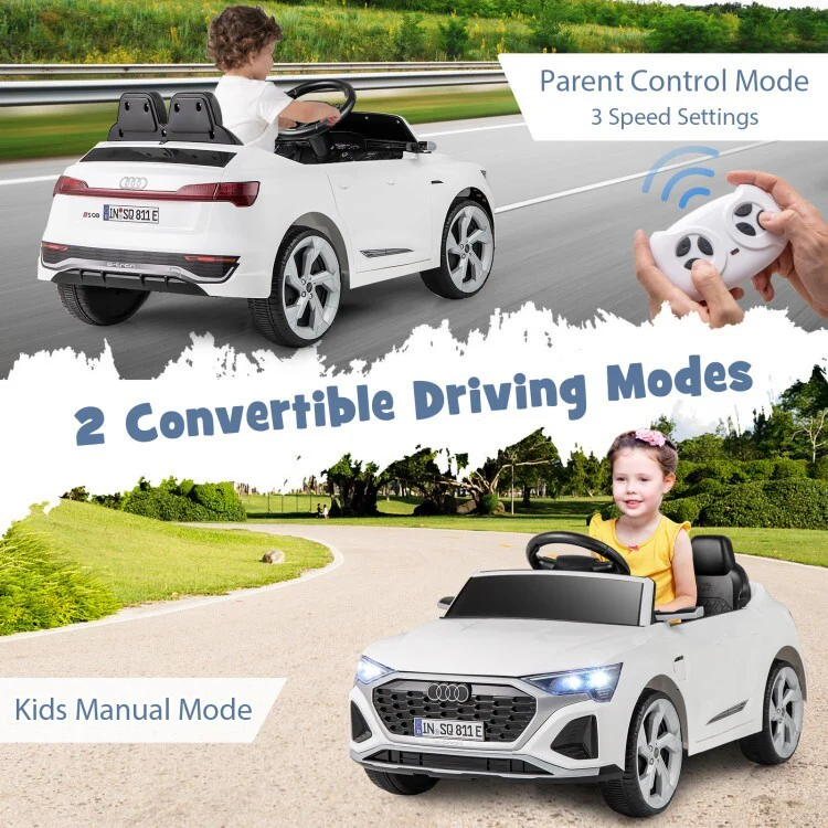 12V Licensed Audi SQ8 Kids Ride-On Car Toy with Remote Control and 3-Speed Settings - Image 3