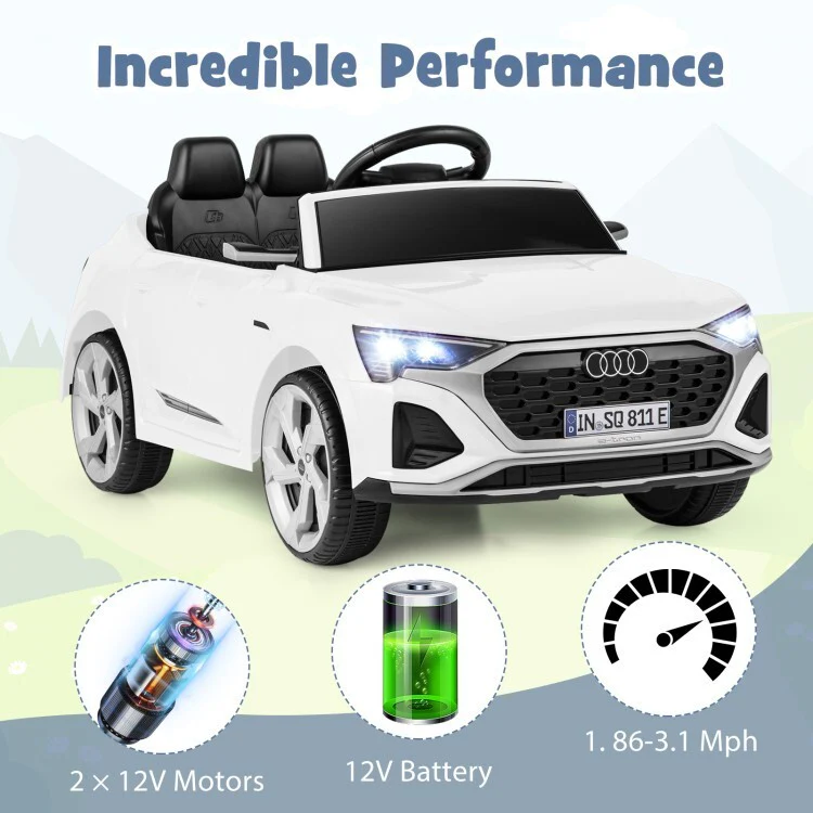 12V Licensed Audi SQ8 Kids Ride-On Car Toy with Remote Control and 3-Speed Settings - Image 4