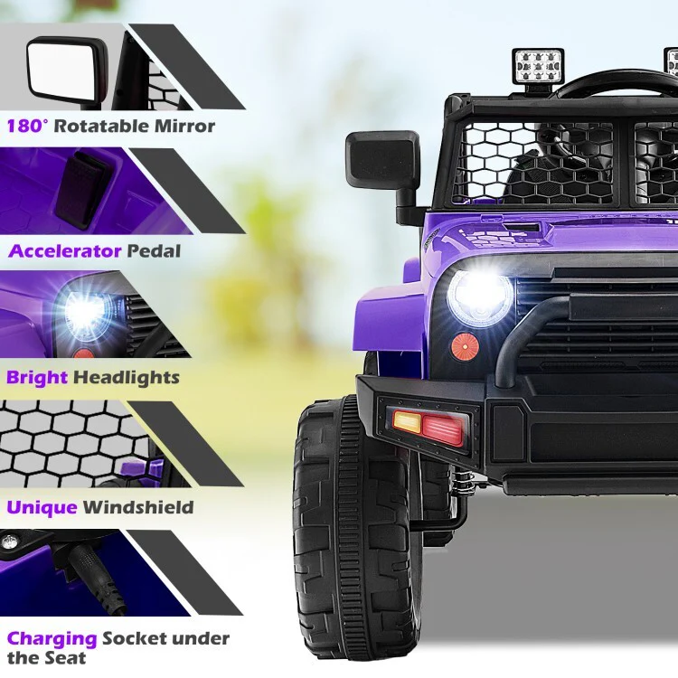 12V Battery Powered Kids Electric Ride-On Truck Car with Remote Control and Headlights - Image 8