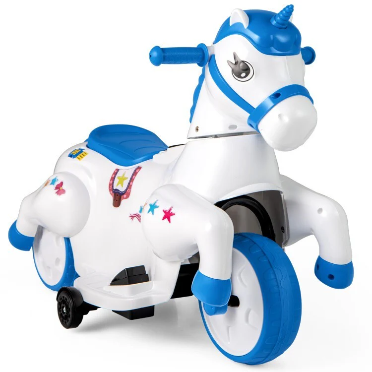 12V Battery-Powered Kids Unicorn Ride-On Horse Car Toy with Training Wheels for Ages 3 and Up - Image 2