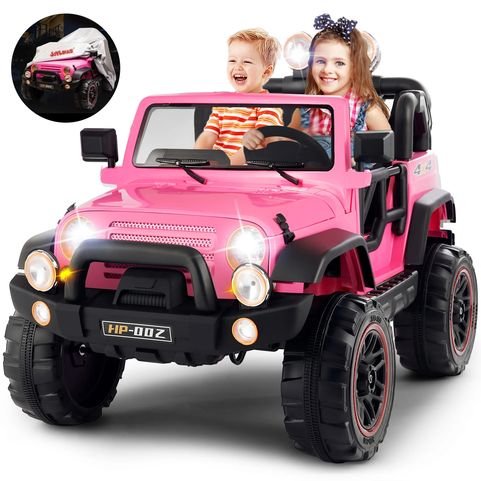 12V Pink and Black Kids Ride-On Truck with MP3, LED Lights, Remote Control, and Battery Cover - Image 25