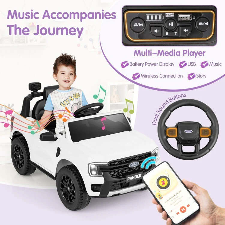 12V Battery-Powered Electric Kids Ride-On Car with Remote Control and Music - Image 8