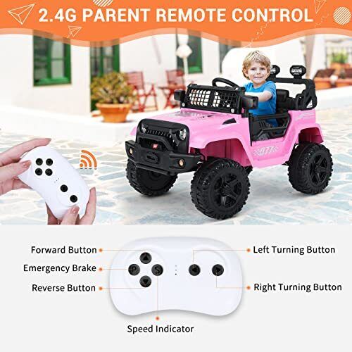 12V Battery Powered Electric Ride-On Truck with Remote Control and Spring Suspension - Image 4