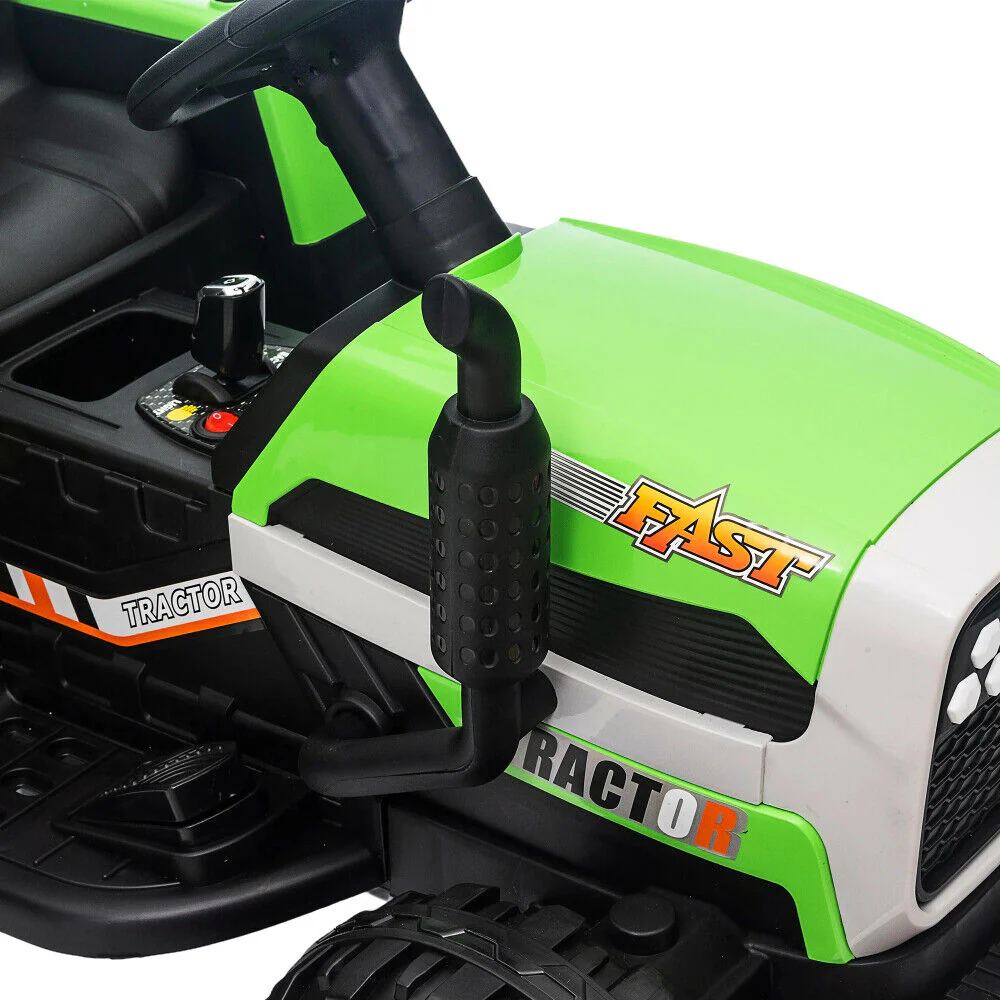 12V Battery Powered Electric Tractor Toy with Remote Control and Trailer Attachment - Image 16