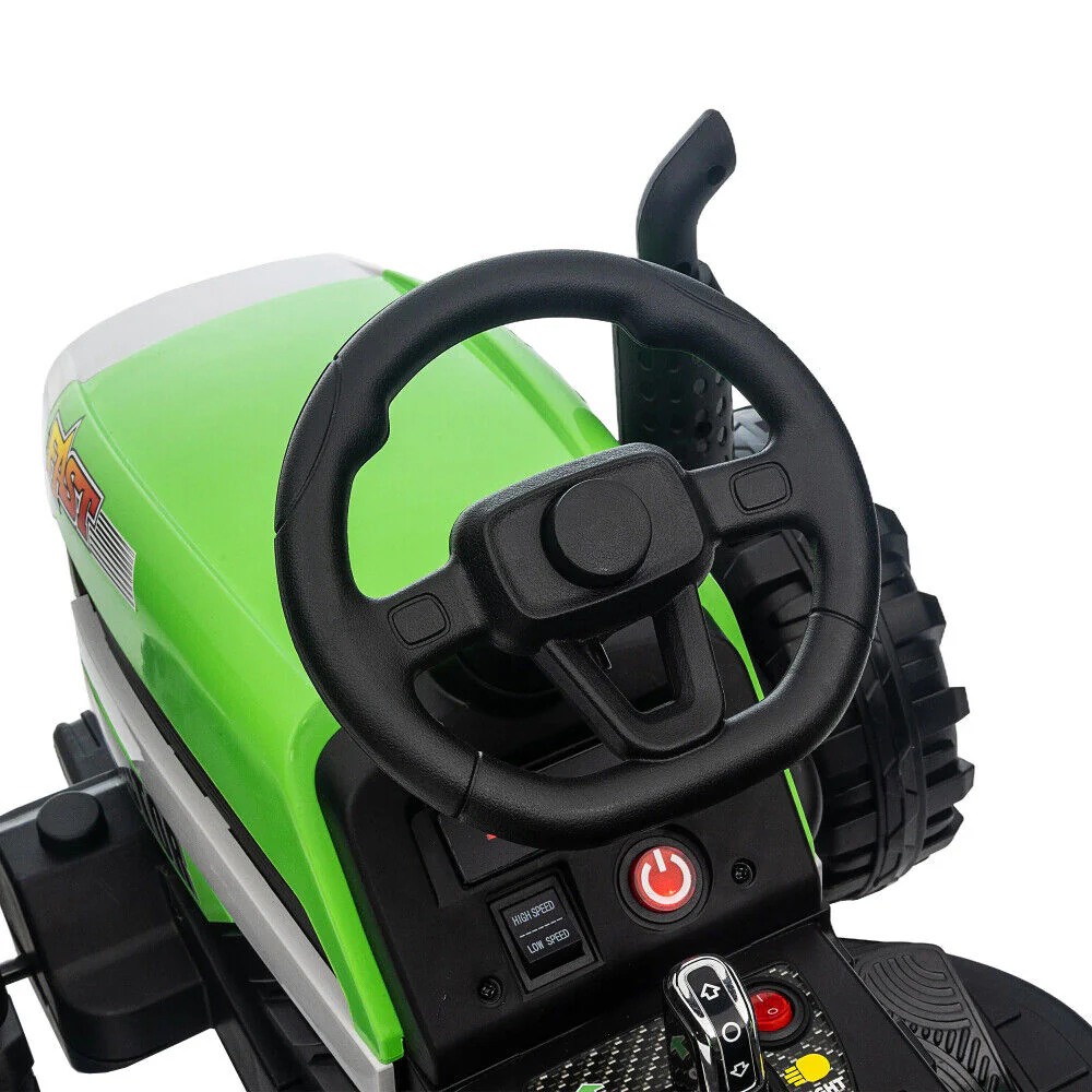 12V Battery Powered Electric Tractor Toy with Remote Control and Trailer Attachment - Image 18