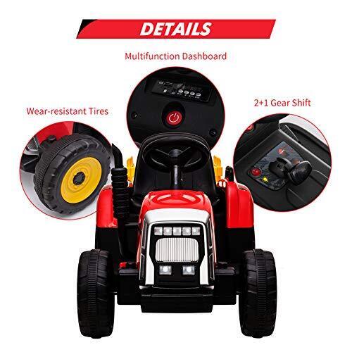 12V Battery Powered Electric Tractor with Trailer Ride-On Toy for Kids with Remote Control - Image 10
