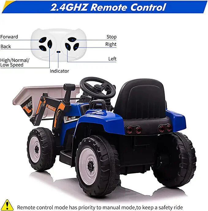 12V Battery-Powered Excavator Ride-On Toy with Music, Headlights, and Tractor Design - Perfect Gift for Kids - Image 4